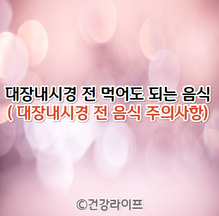 대장내시경 전 먹어도 되는 음식
( 대장내시경 전 음식 주의사항)