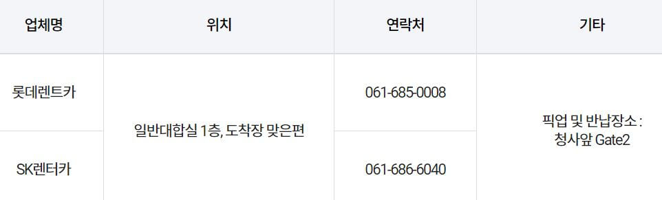 여수공항 렌트카