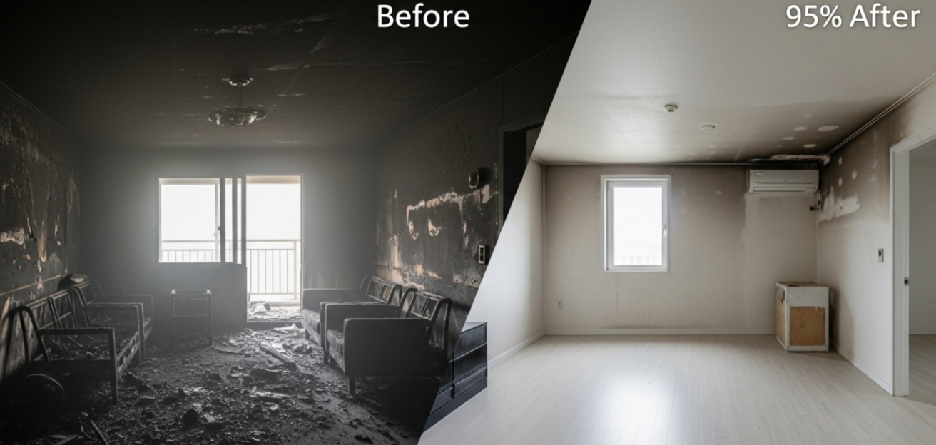 하남 화재 복구 전과후 모습