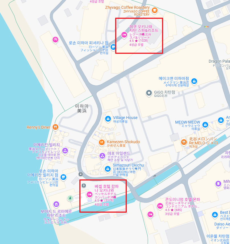 레쿠호텔-베셀호텔-거리비교-지도