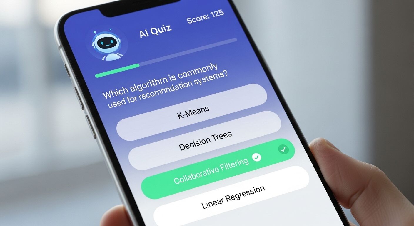 스마트폰 화면에 표시된 AI 퀴즈 앱 인터페이스