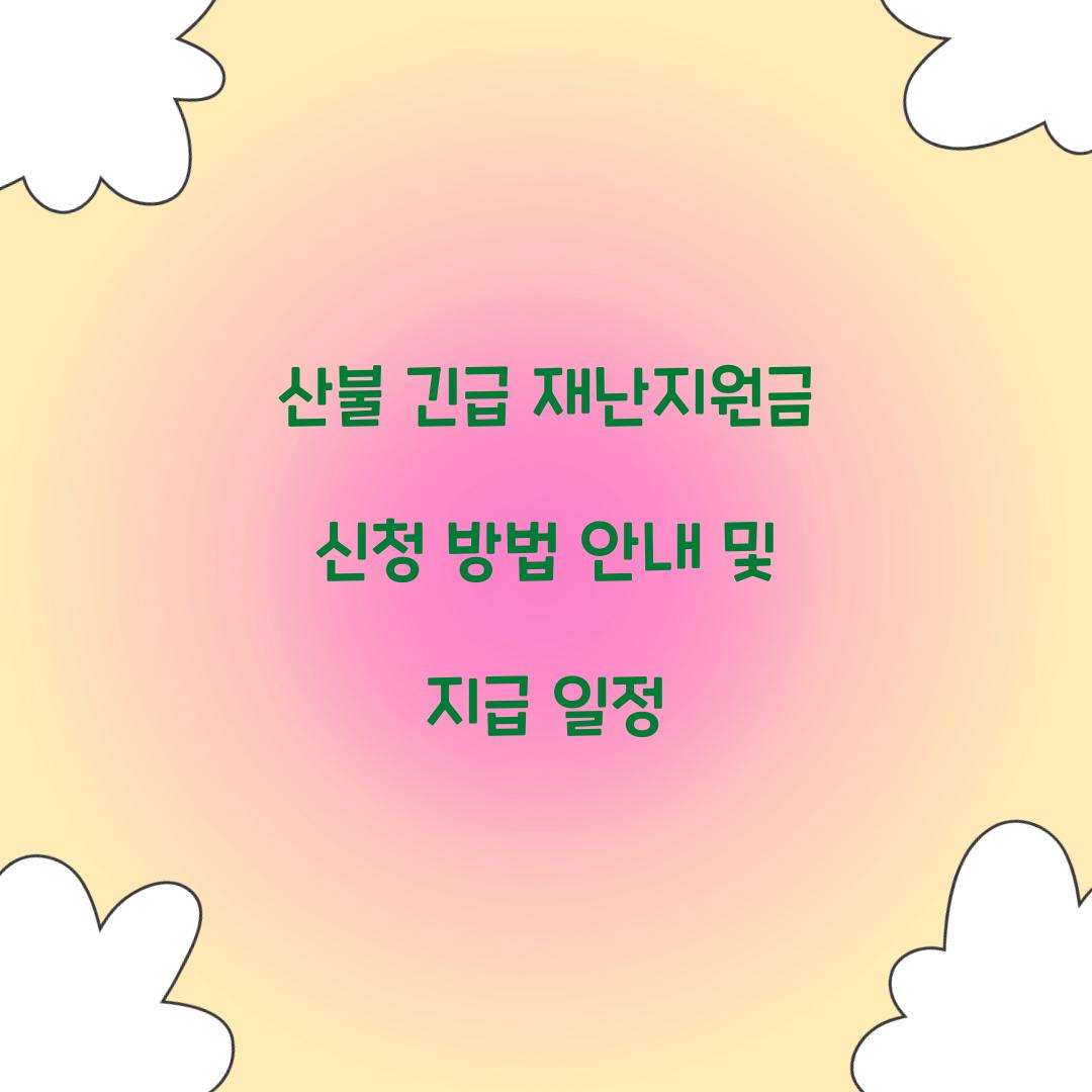 산불 긴급 재난지원금