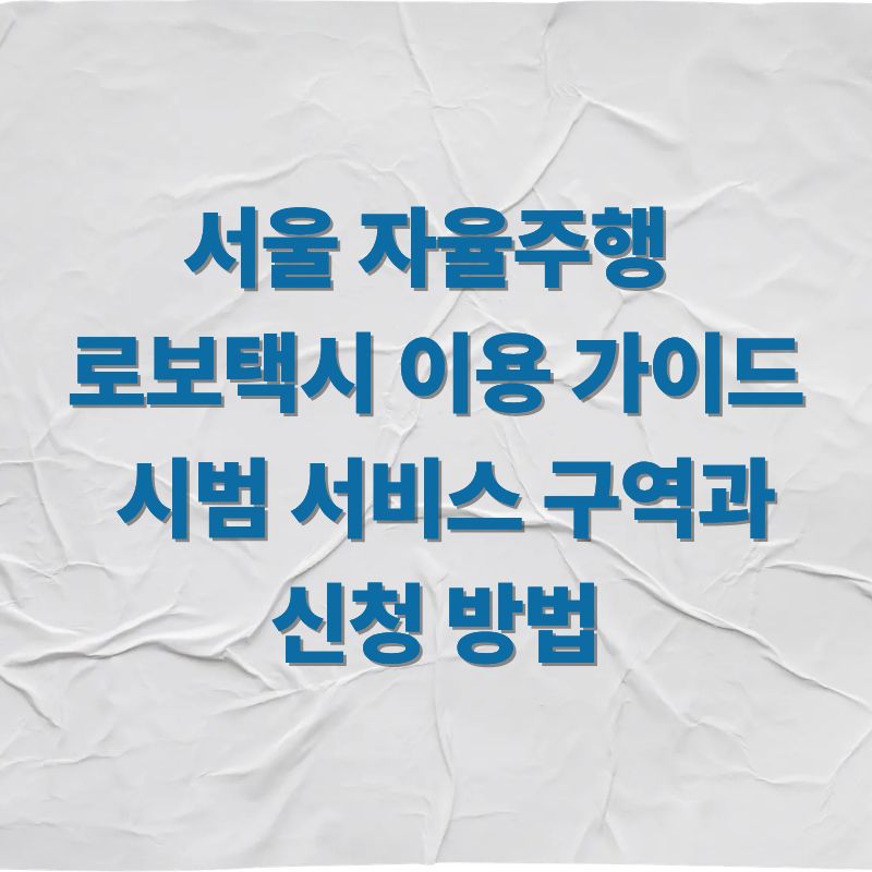 서울 자율주행 로보택시 이용 가이드 시범 서비스 구역과 신청 방법