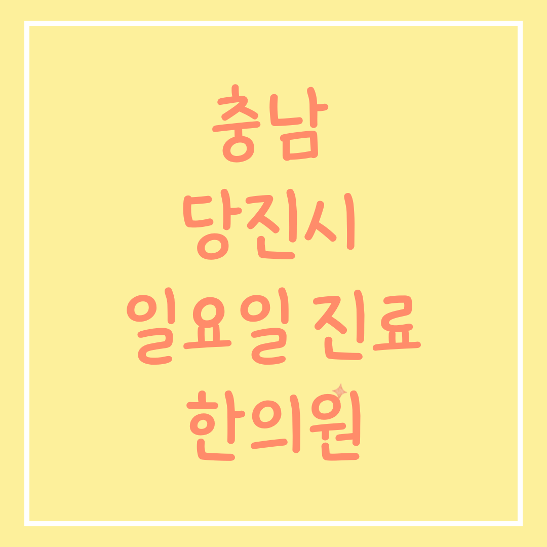 충남 당진시 일요일 진료 한의원