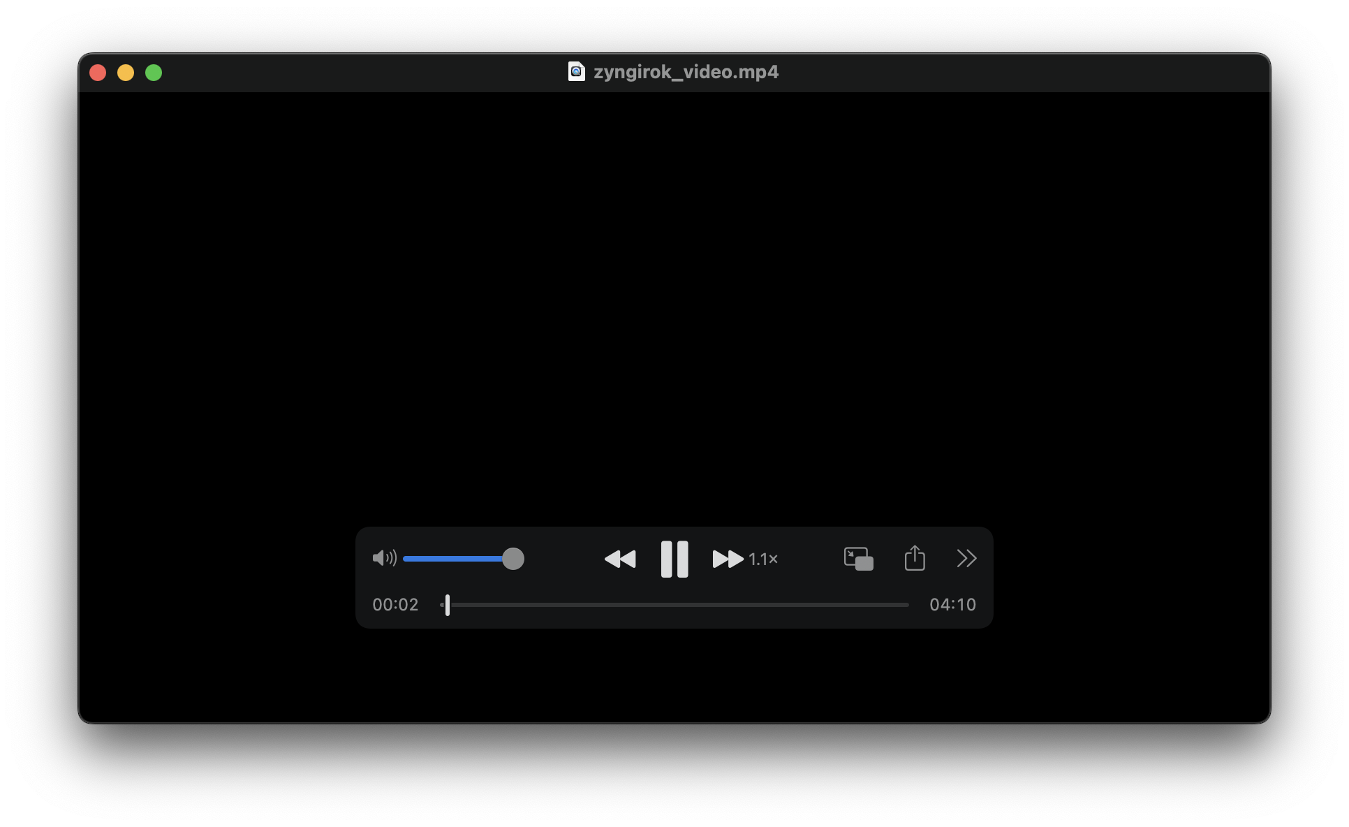 옵션키를 누른 채 빨리감기 버튼을 한 번 눌렀더니 1.1배속 재생이 되고 있다.