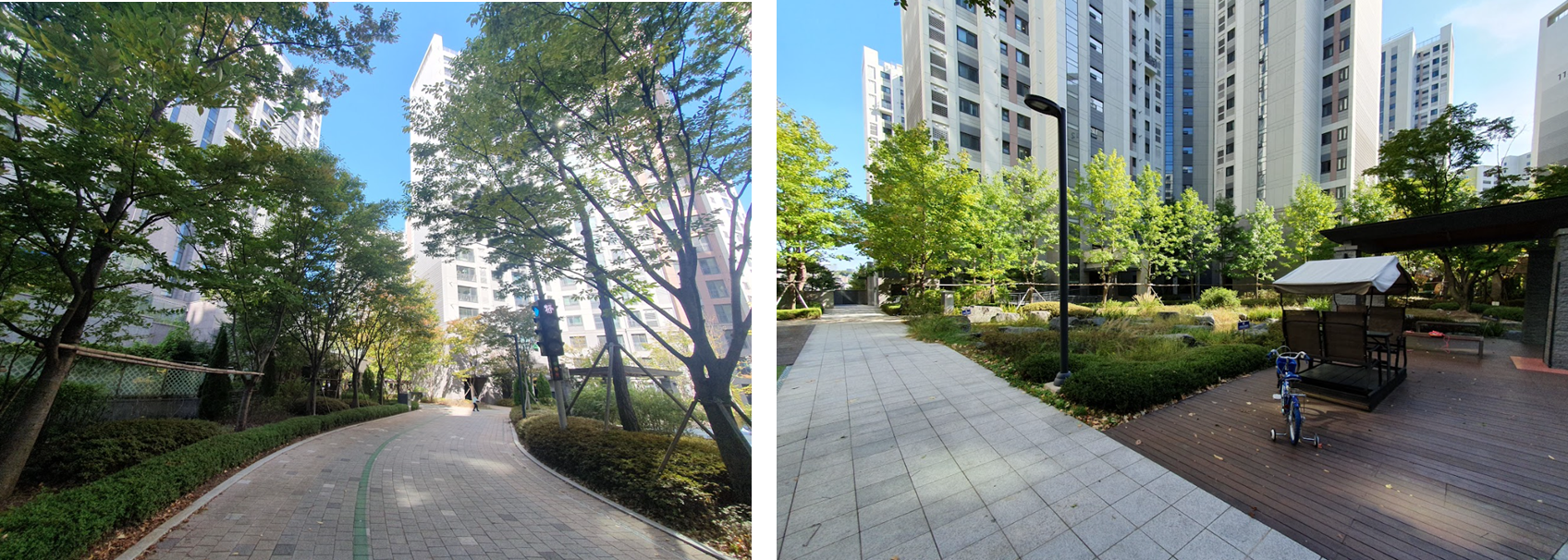 힐스테이트 신촌 단지내 여름 산책길