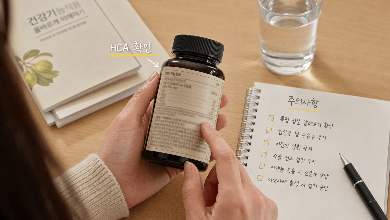 가르시니아 라벨 주의사항 확인