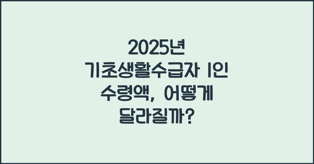 2025년 기초생활수급자 1인 수령액
