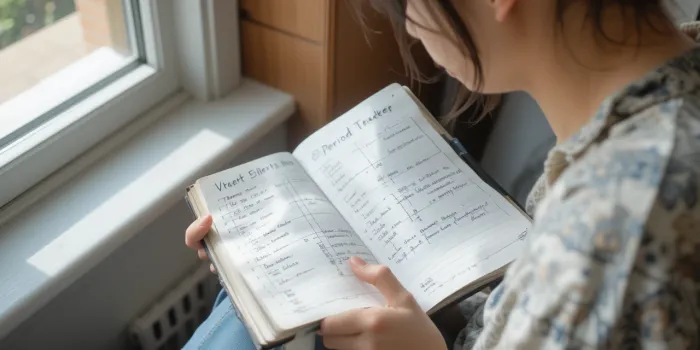 생리 늦어질때 원인에 대한 정보를 블로그에서 읽고 있는 모습