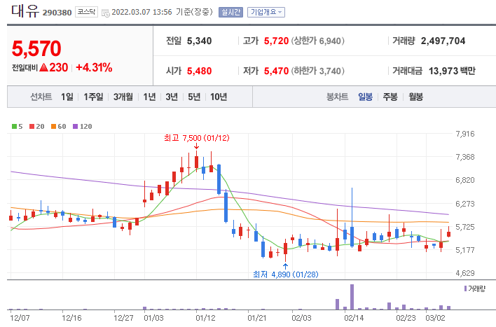 대유-주가-차트
