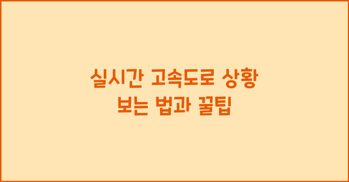 실시간 고속도로 상황 보는 법