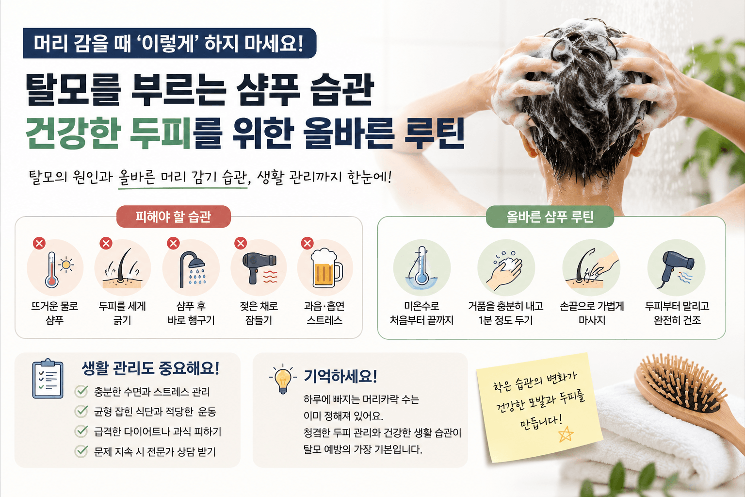 이렇게 샴푸하면 탈모가 옵니다