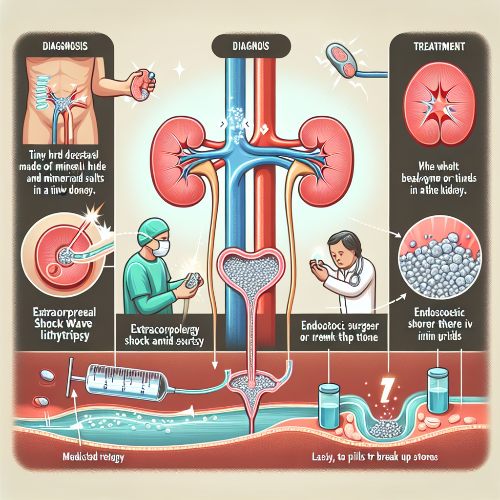 요로결석의 치료법을 종류별로 나타내는 이미지