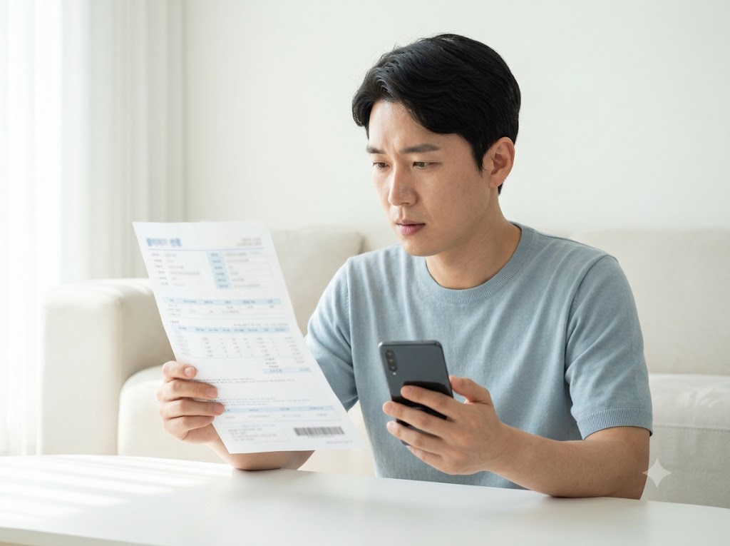 매달 납부하는 전기요금, 할인 대상 여부를 확인하는 모습