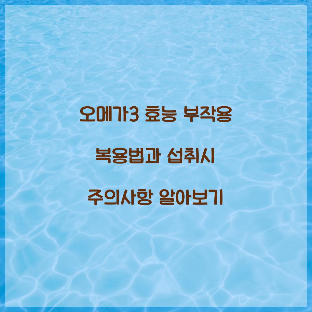 오메가3 효능 부작용