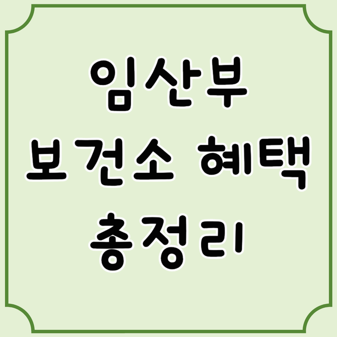 임산부 보건소 혜택 총정리｜엽산제, 철분제, 건강검진까지 무료로 받는 법