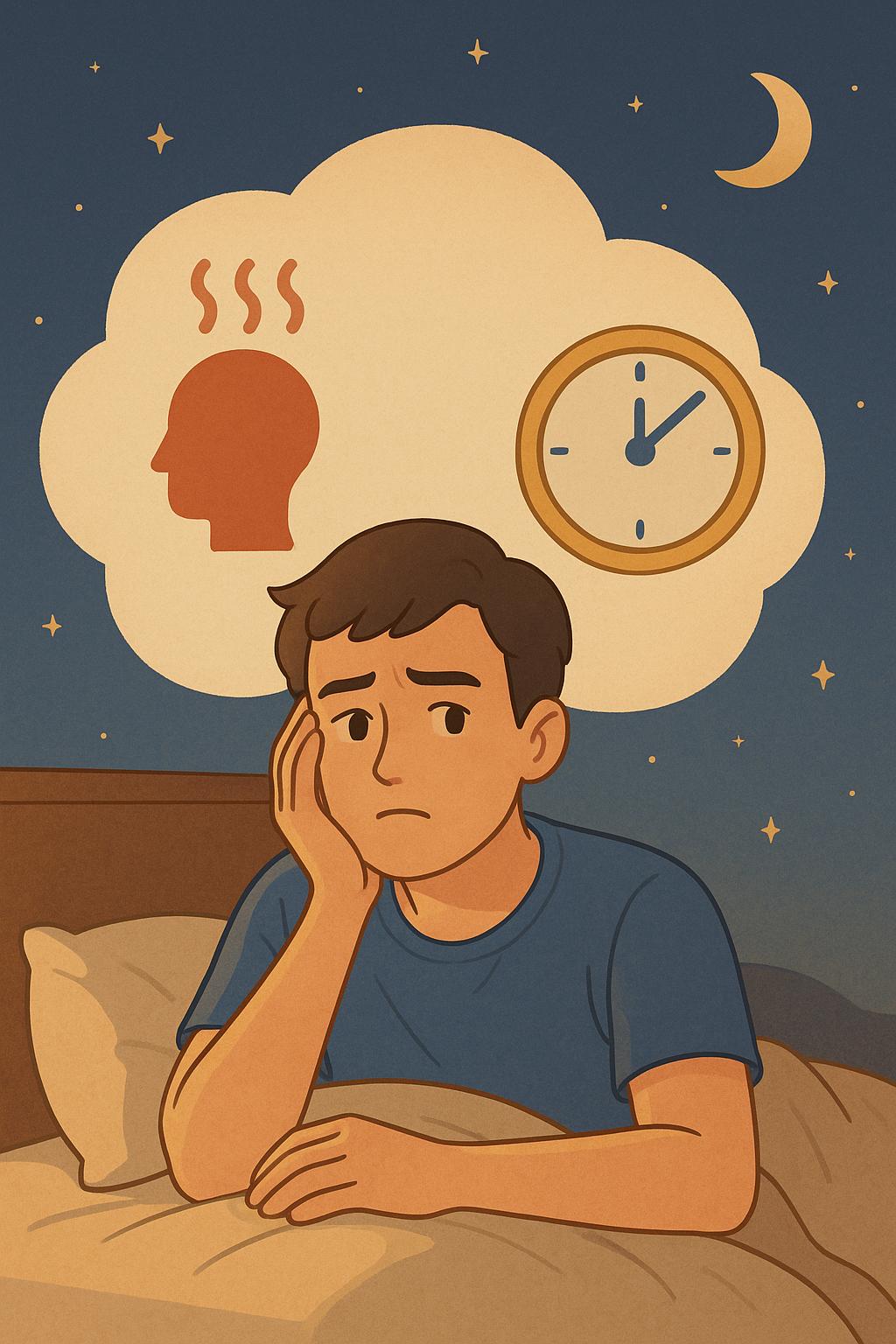 불면증으로 힘들어하는 이미지 만화체 그림