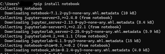 pip jupyter notebook 설치 중