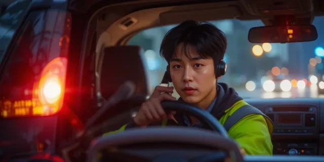 타이어 경고등으로 긴급출동 요청 중인 운전자