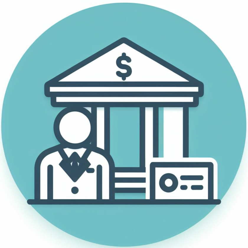 은행과 은행원 아이콘