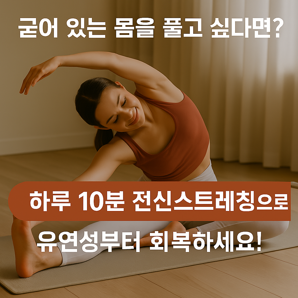 스트레칭으로 몸을 플고 있는 여성