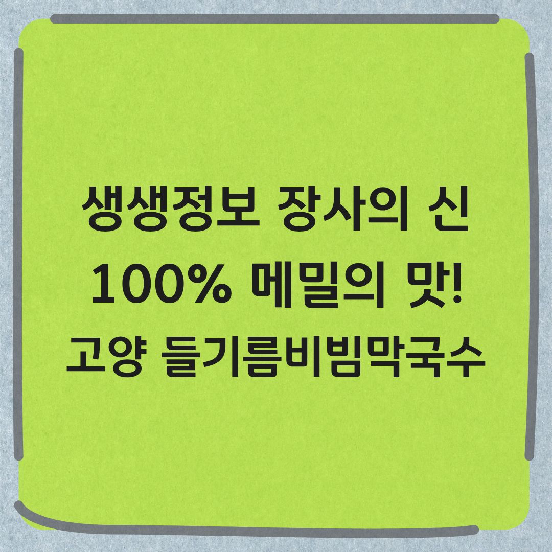생생정보 장사의신 고양 메밀 들기름비빔막국수 맛집