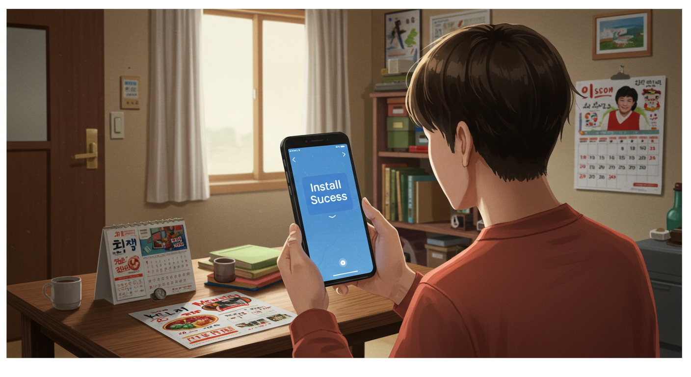 앱 설치 후 가입을 완료한 청년의 모습