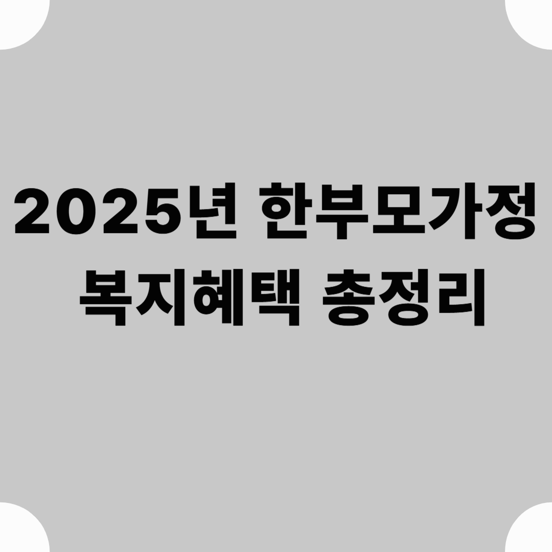 2025년 한부모가정 복지혜택 총정리: 놓치면 손해!