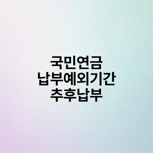 국민연금 납부예외기간 추후납부