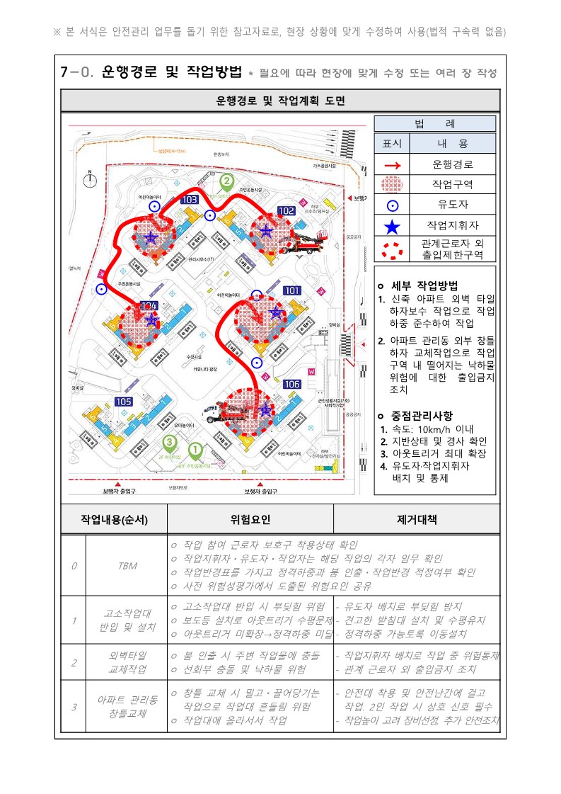 차량형 고소작업대 작업계획서 작성 사항3
