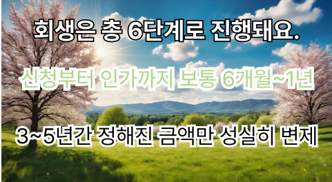 개인회생 절차 요약 &ndash; 총 6단계 이미지"
