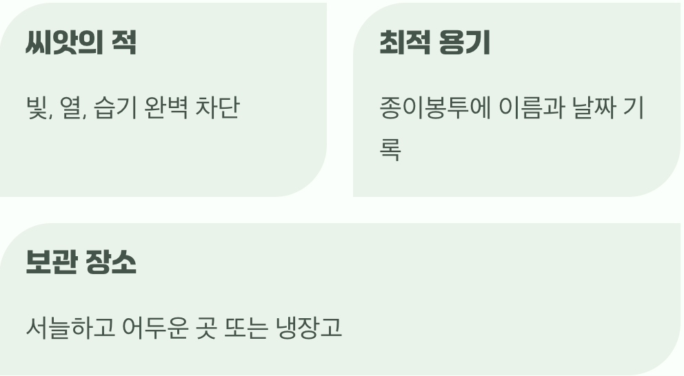 씨앗의 겨울잠, 보관의 기술