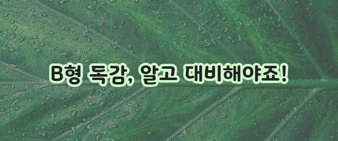 B형 독감 증상과 예방 방법을 자세히 알아봅시다!