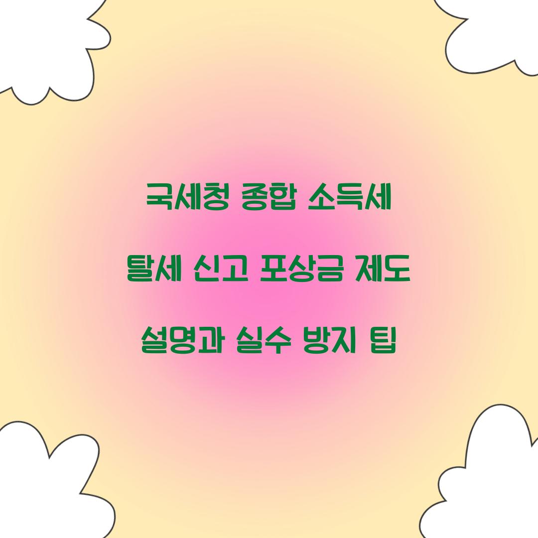 국세청 종합 소득세 탈세 신고 포상금 제도 설명