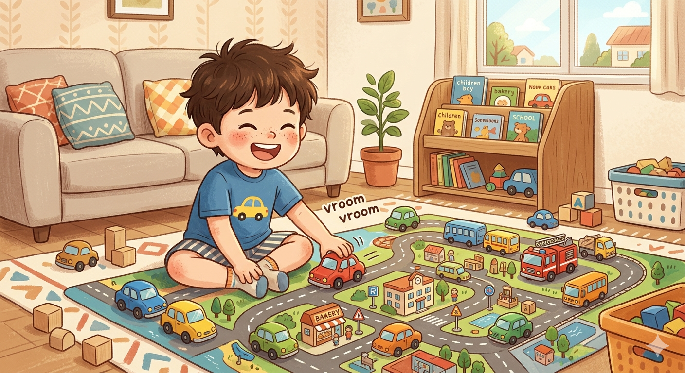 자동차 놀이를 하고 있는 아이