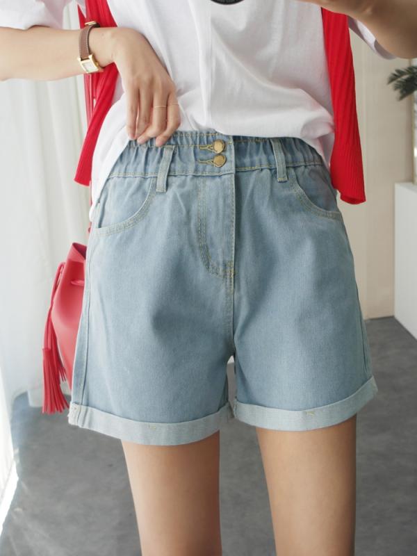 허벅지 얇아보이는 데님 밴딩 반바지