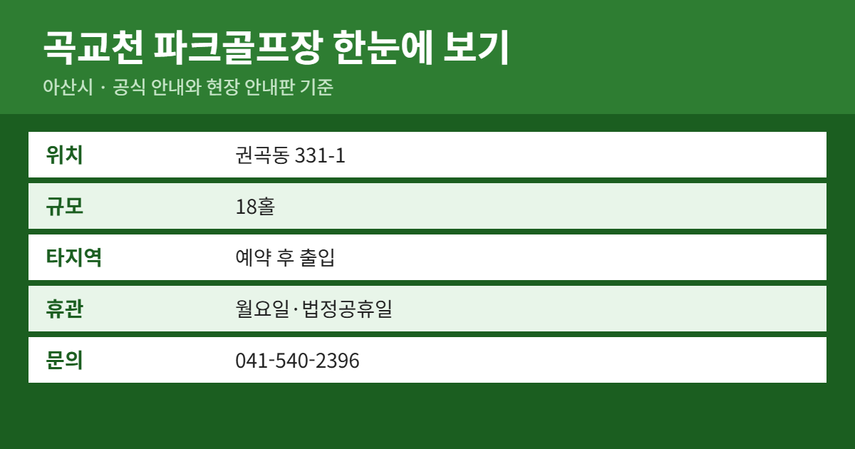 곡교천 파크골프장 위치&middot;이용료&middot;예약 방법 요약
