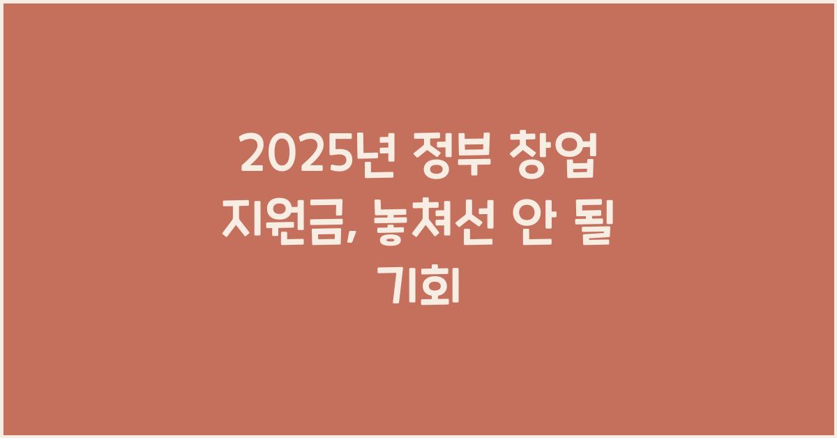 2025년 정부 창업 지원금