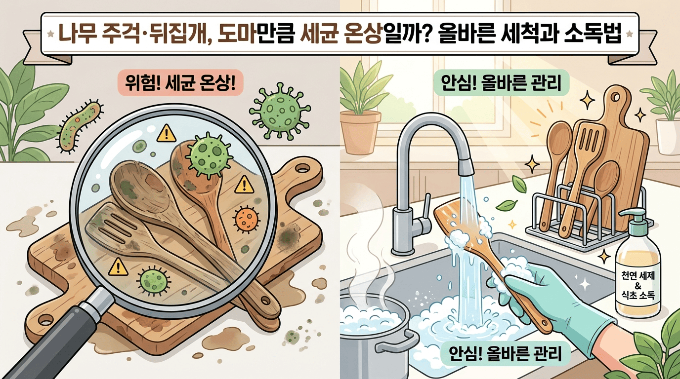 나무 주걱·뒤집개, 도마만큼 세균 온상일까? 올바른 세척과 소독법