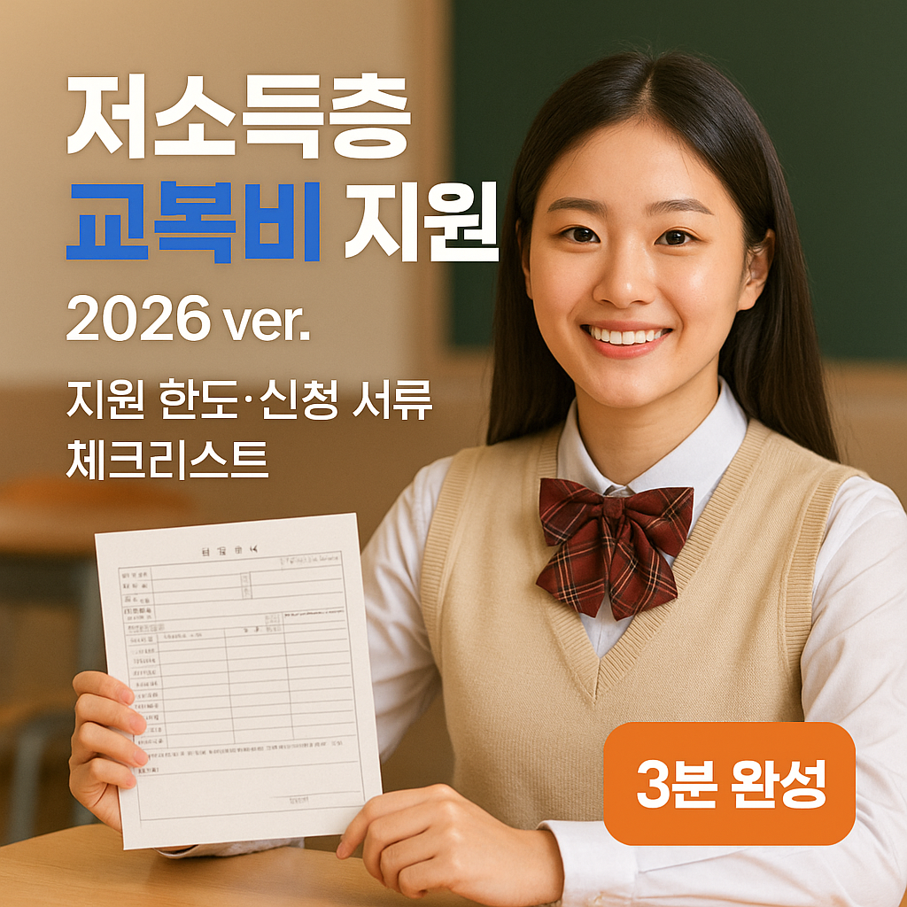 저소득층 교복비 지원 2026 ver. ｜ 지원 한도&middot;신청 서류 체크리스트