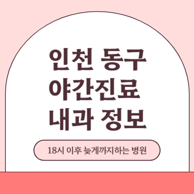 인천 동구 야간진료 내과 병원 (18시 이후 늦게까지하는 병원)