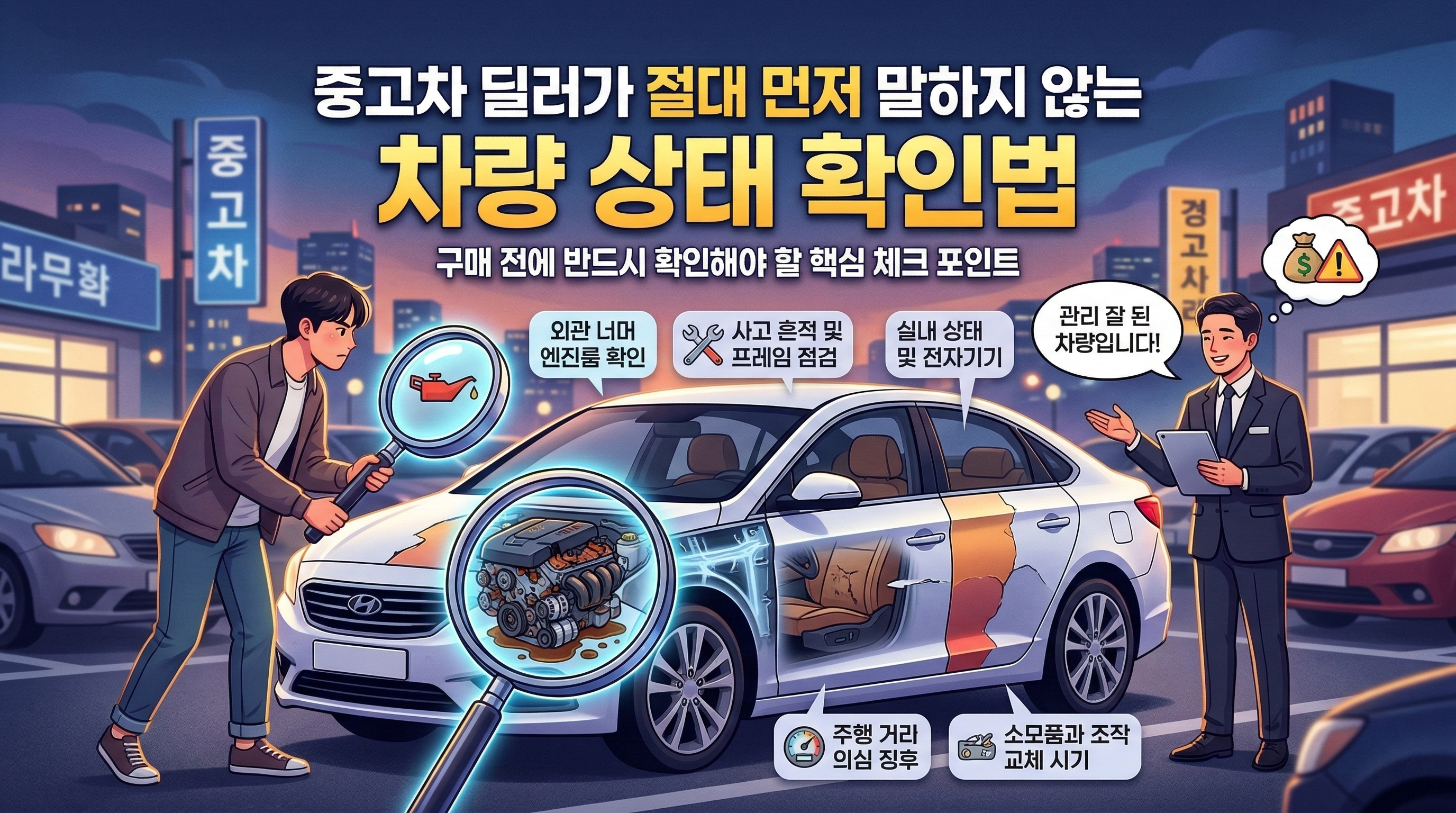 중고차 딜러가 절대 먼저 말하지 않는 차량 상태 확인법