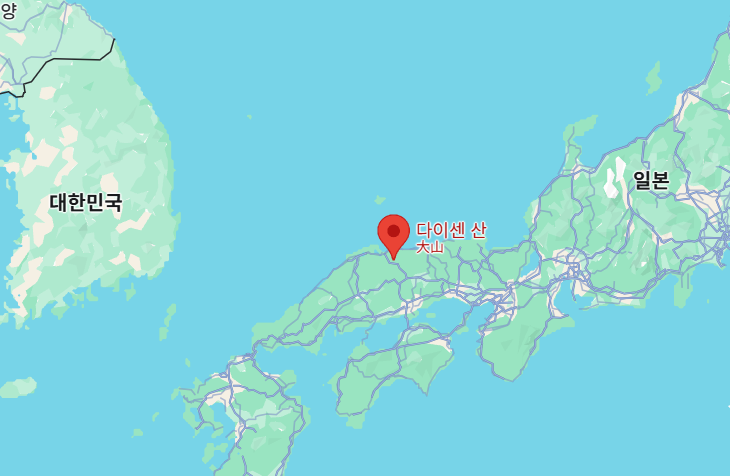 다이센 산의 위치를 알 수 있는 지도