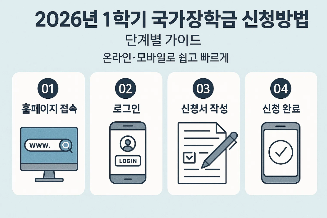 2026년 1학기국가장학금 신청방법 단계별 가이드｜온라인&middot;모바일로 쉽고 빠르게
