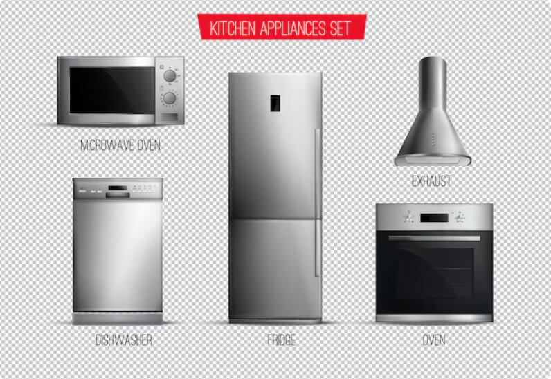 가전 제품 전시해 놓은 모습