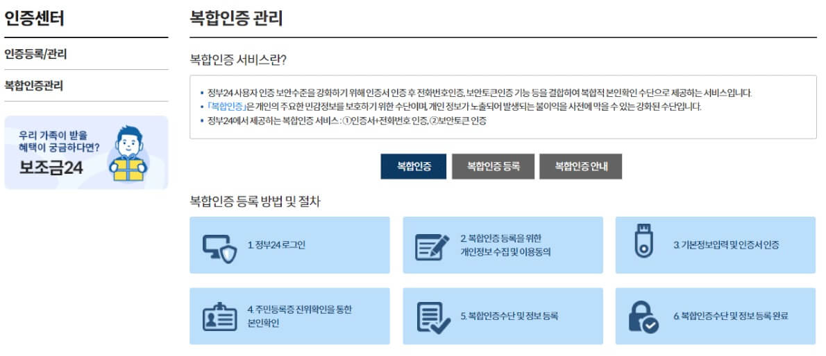 정부24 복합인증 등록, 수정, 해지, 이용 방법 (본인서명사실확인서 발급 필수 조건)