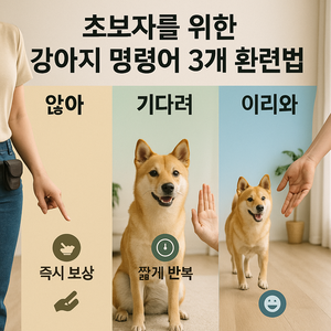 강아지 초보 훈련 기본 3개 명령어