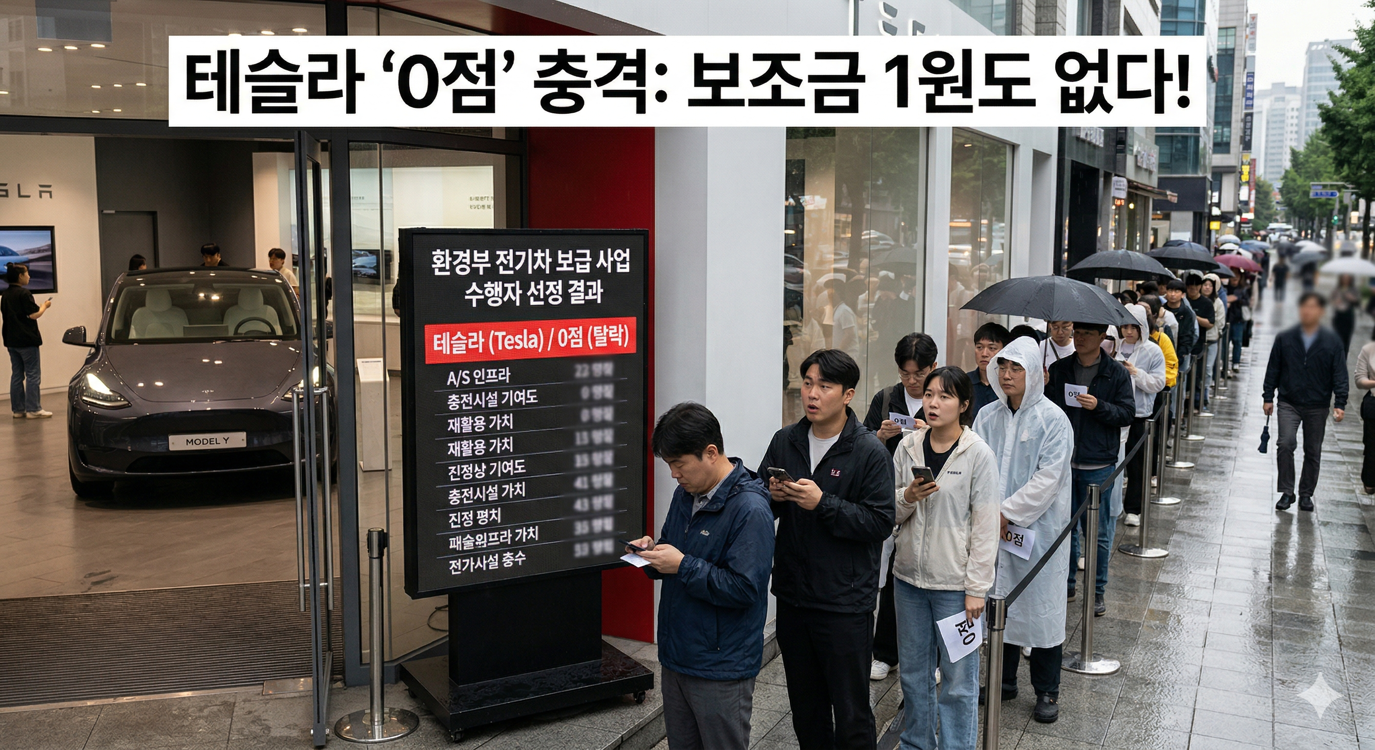 전기차 보조금이 탈락제로 바뀌었습니다. 정성 평가 60점 문제, 테슬라 예상 점수 탈락, 충전기 0점 역설, 수입차 브랜드별 합격 가능성