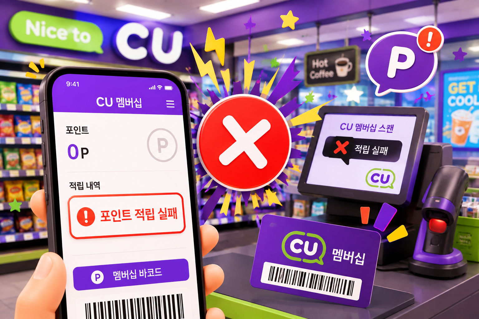 CU멤버십 포인트 적립 안됨 해결방법 총정리 바코드 인식 오류 회원번호 확인 방법