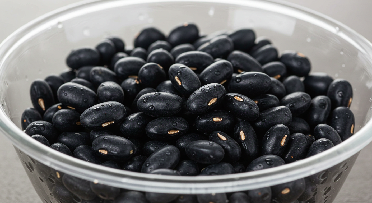 깨끗이 씻은 검은콩 재료 준비 이미지
